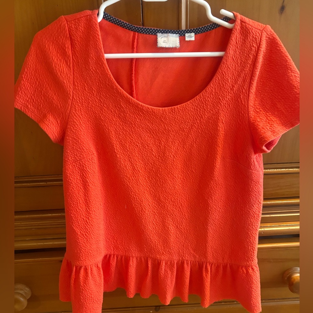 Anthropologie Orange Scoop-Necked Top